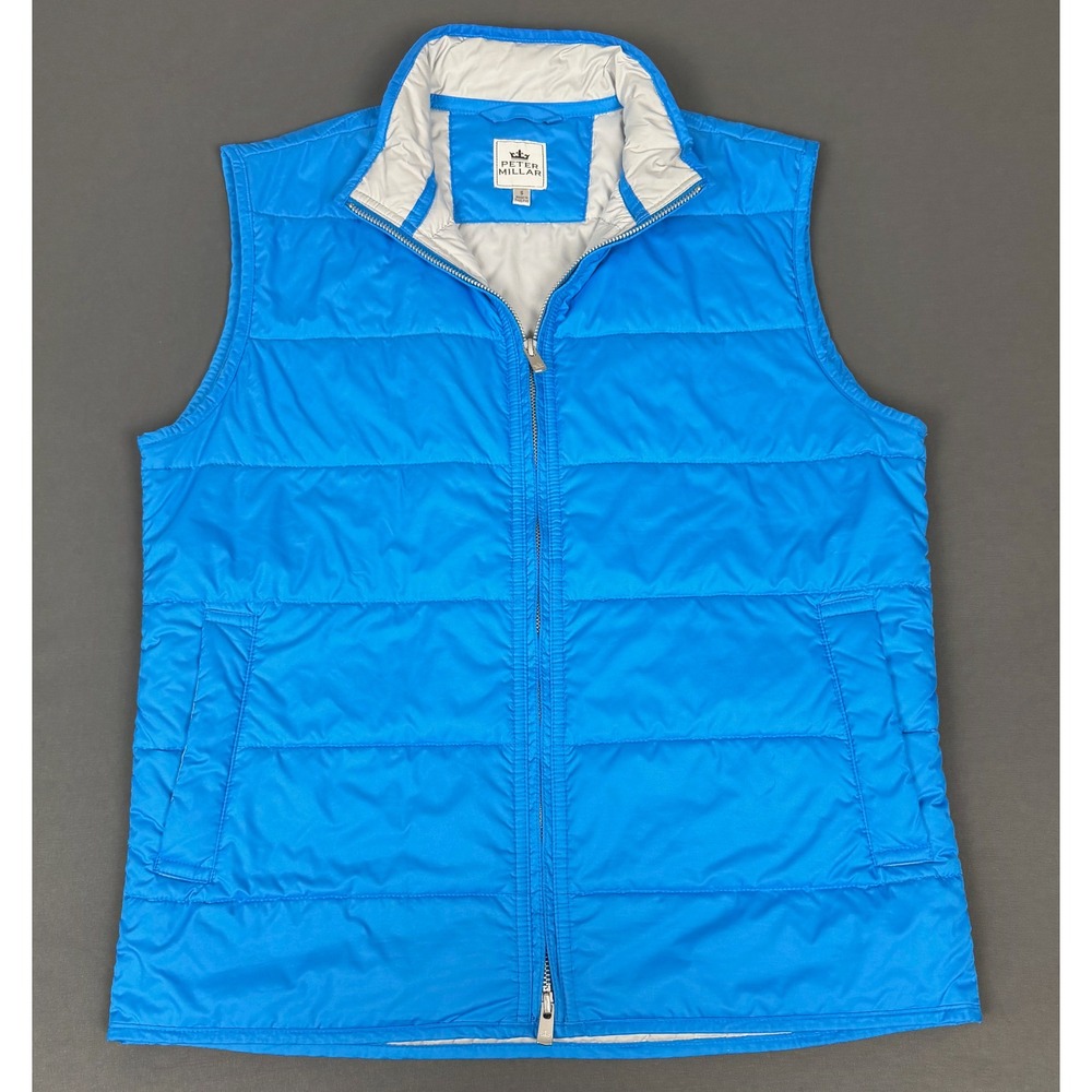 Peter Millar Puffer Vest Mens Small Blue Quilted Full Zip MS14Z20